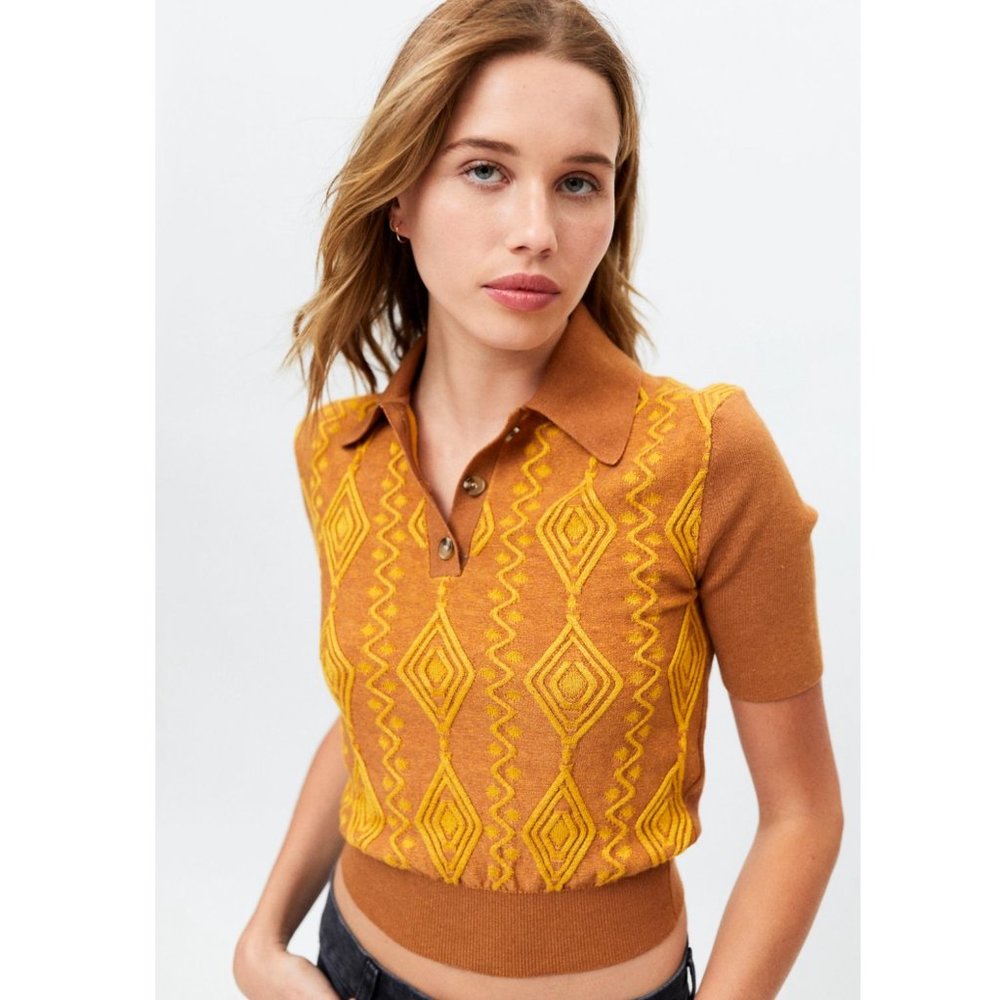 Urban Outfitters Bryce Jacquard Polo Knit Sweater - Picture 3 of 14